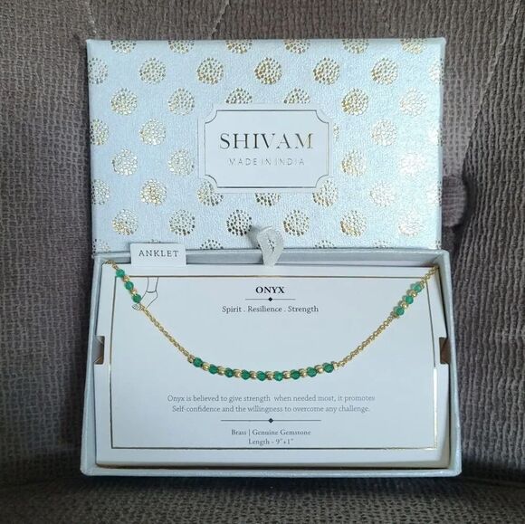 Shivam Jewelry - Shivam Green💚 Onyx Bead Anklet